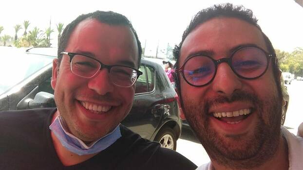 Selfie mit Jawad Moustakbal und Omar Radi kurz vor dessen Festnahme