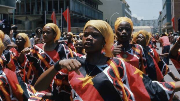Citizens in Luanda commemorate the fifteenth anniversary of the anti-Portuguese armed revolt led by the National Liberation Front of Angola, a starting point for the Angolan War of Independence, 4 February 1976.