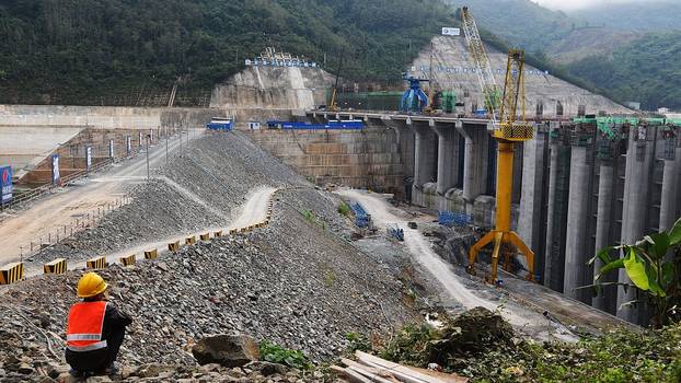 New huge project: the hydropower dam in the Mekong on January 07,2019 in Luang Prabang, Laos
