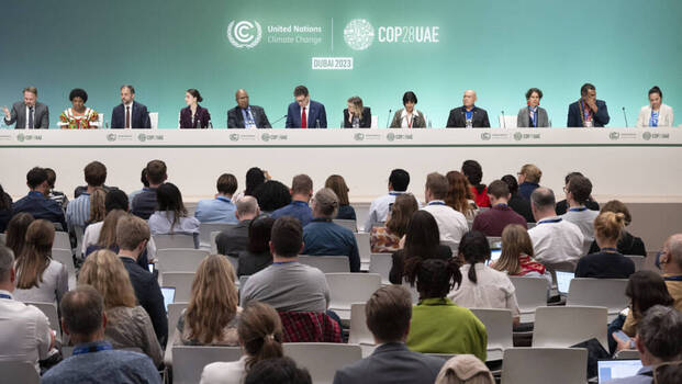 Pressekonferenz der Beyond Oil and Gas Alliance auf der COP28, Dubai, 11. Dezember 2023.