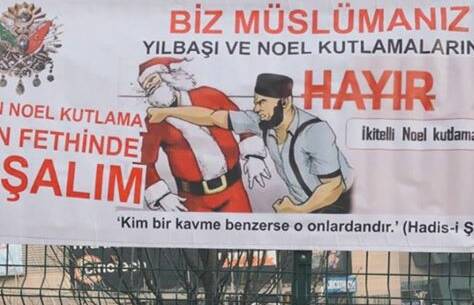 Plakat: «Wir sind Moslems. Nein zu Weihnachts- und Neujahrsfeiern»