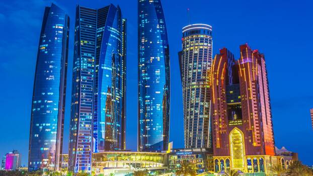 Etihad Towers in Abu Dhabi, United Arab Emirates, 2019
