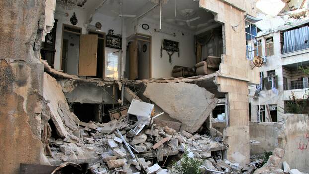 Zerbombtes Haus in Aleppo im Jahr 2013