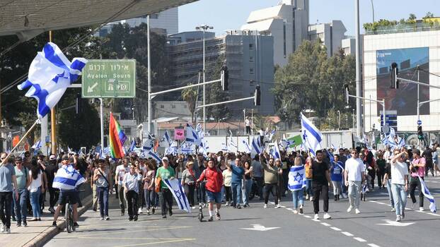 Demonstration für Demokratie, Tel Aviv, 1. März 2023