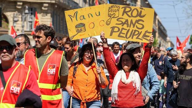 Trade unionists protest in Marseilles, France.