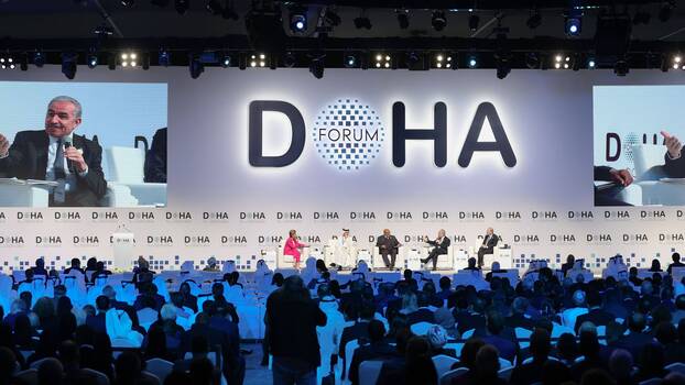 Palestinian Prime Minister Mohammed Ishtayeh attends the 21st Doha Forum, held under the theme of Building Shared Futures, in Doha, Qatar on December 10, 2023
