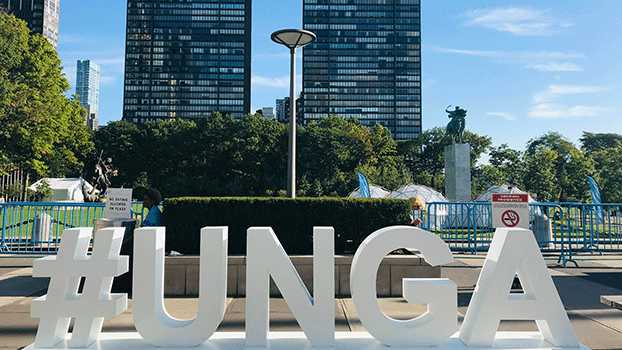 UN-Hauptquartier in New York während der Tagung der Generalversammlung 2019