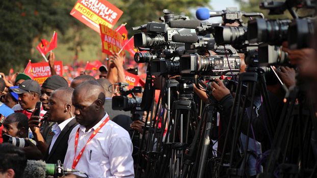 Local and international Media covering just concluded General Elections at Uhuru Park, Nairobi.