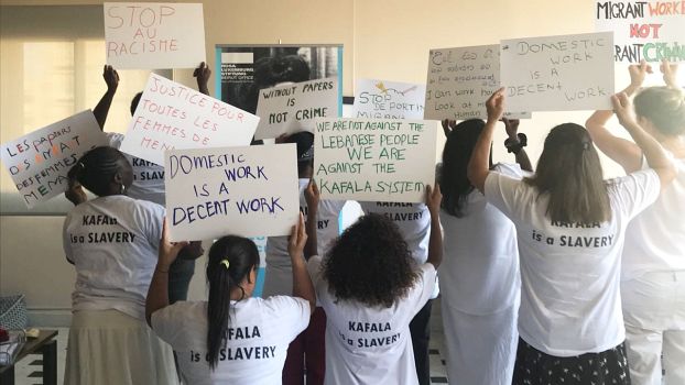 Protest von Hausangestellten im Libanon