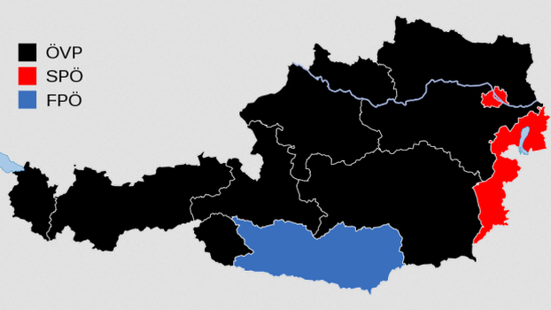 Mehrheiten bei der Nationalratswahl in Österreich 2017 nach Parteien und Bundesländern.