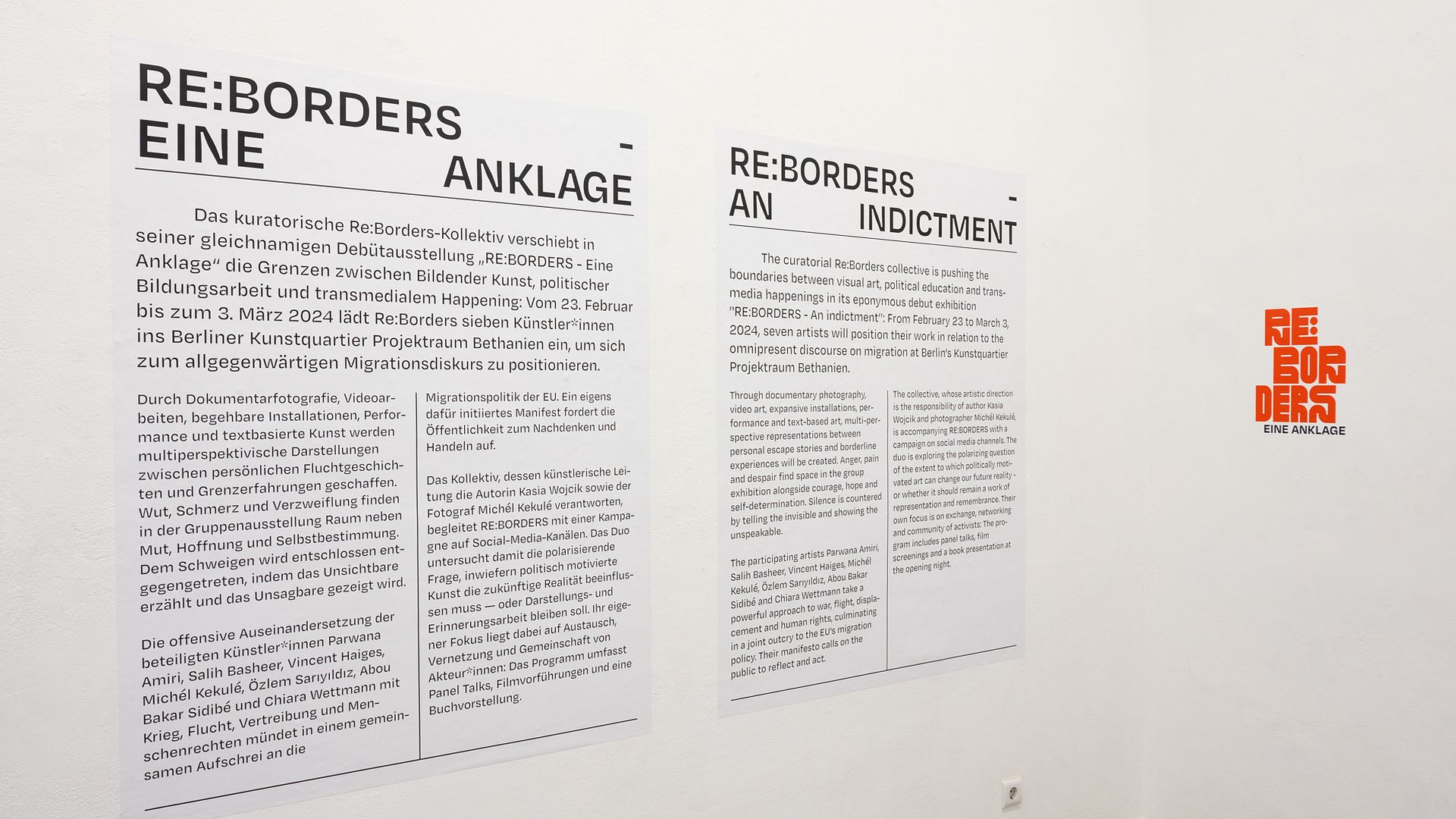 RE:BORDERS, Ausstellung im Künstlerhaus Bethanien, Berlin: Die Anklage (Manifest)